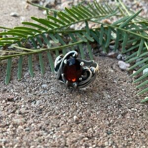 Vintage Gothic Garnet Ring